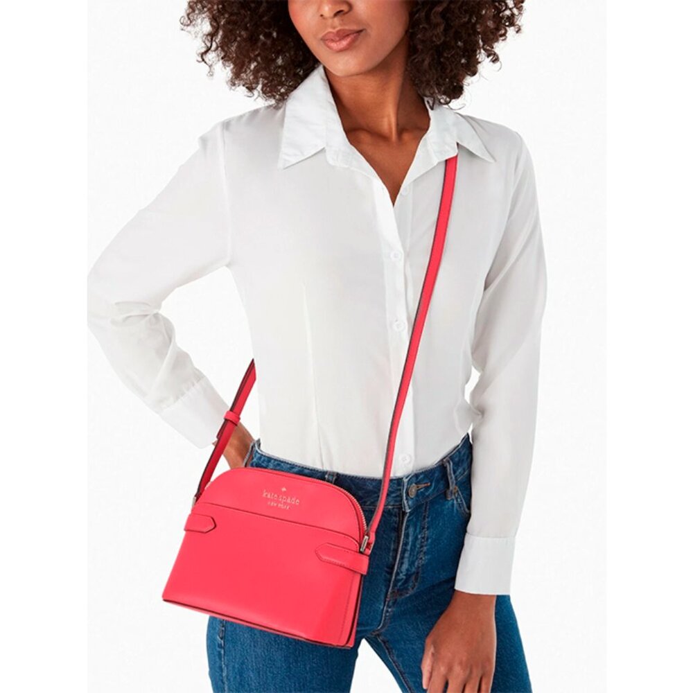 S Kate Spade Staci Pink Saffiano Leather Dome Crossbody WKR00645 NWT $299 Retail